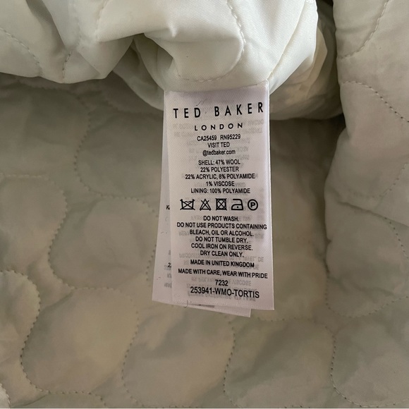 Ted Baker Tortis Checked Hooded Wool-Blend Coat sz US 2/UK 0 - Picture 3 of 12